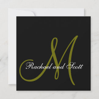 Elegant Wedding Invitations Monogram Names Black