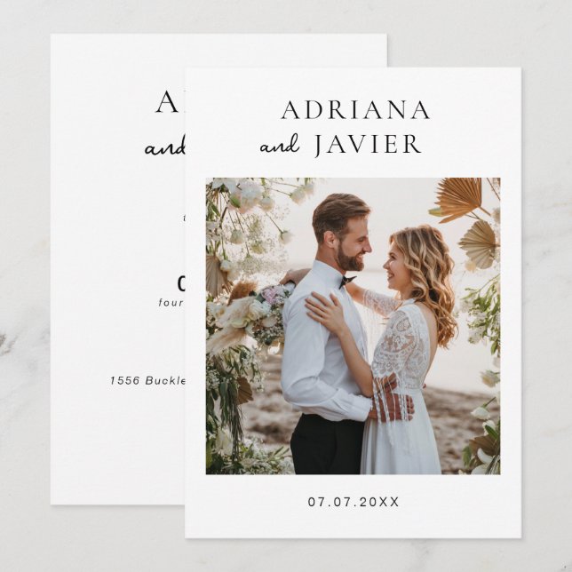Elegant Wedding Invite Modern Minimalist (Front/Back)