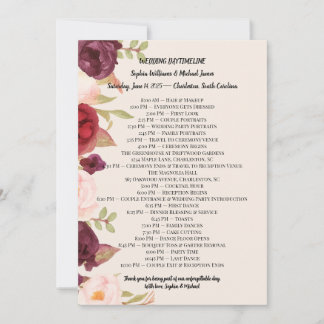 Elegant Wedding Itinerary Card