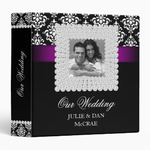 Elegant Wedding Jewels Purple Black White Photo Binder