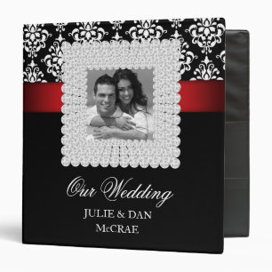 Elegant Wedding Jewels Red Black White Photo Binder