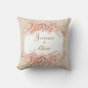 Elegant wedding keepsake script couple floral throw pillow
