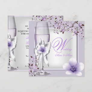 Elegant Wedding Lavender Purple Lilac 6 Invitation