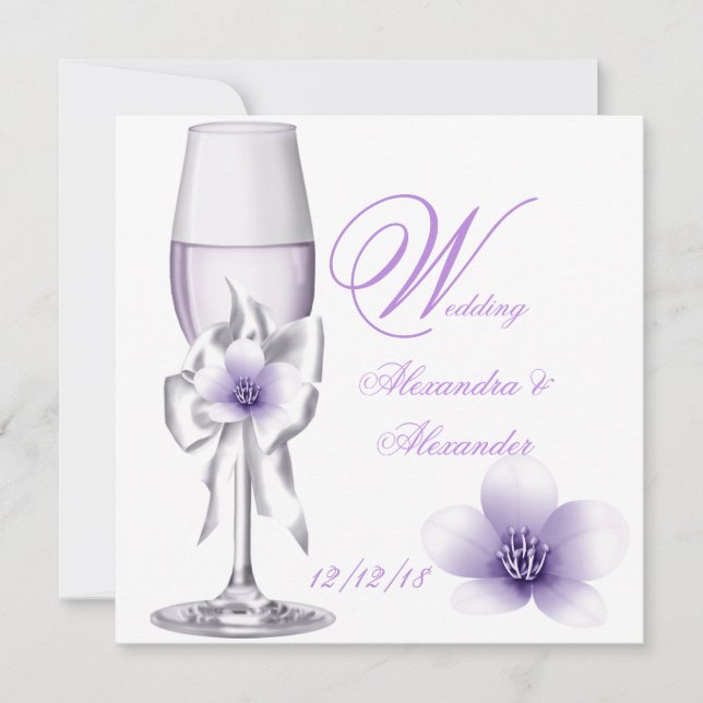 Elegant Wedding Lavender Purple Lilac AB Invitation (Front)