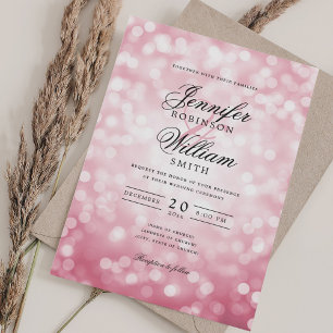 Elegant Wedding Lights Vintage Blush Pink QR RSVP Invitation