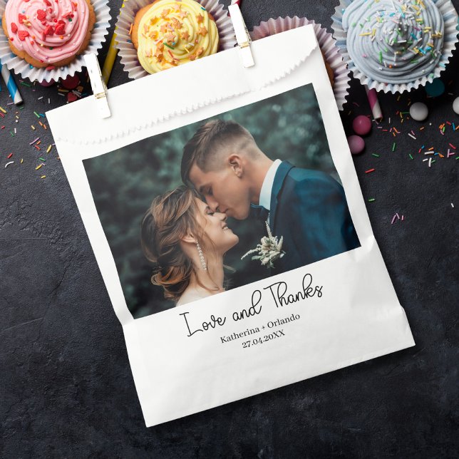 Elegant Wedding Love and Thanks Photo Favour Bag (Creator Uploaded)