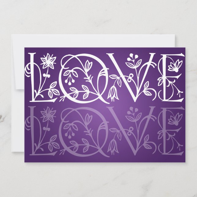Elegant Wedding Love Flourish Purple Invitation (Front)