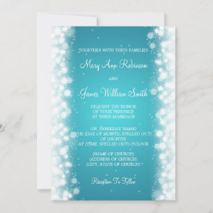 Elegant Wedding Magic Sparkle Turquoise Invitation