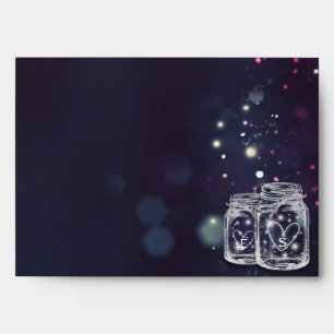 Elegant Wedding Mason Jar Purple Sparkle Lights Envelopes