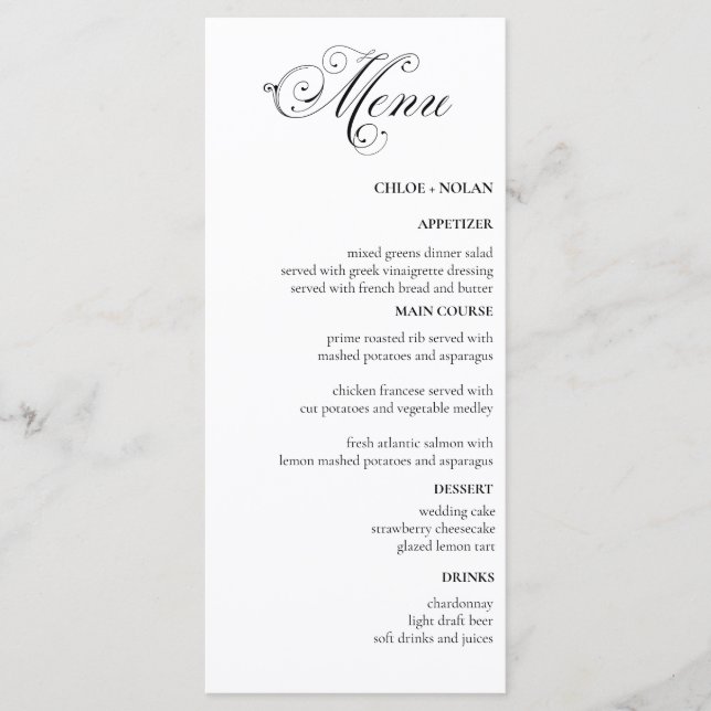 Elegant Wedding Menu (Front)
