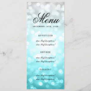 Elegant Wedding Menu Beach Ombre Glitter Lights