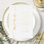 Elegant Wedding Menu Card Modern Calligraphy Foil<br><div class="desc">Modern gold calligraphy menu card for plate. Easy to personalize with your details. Please get in touch with me via chat if you have questions about the artwork or need customization. Check the collection for more items. PLEASE NOTE: For assistance on orders, shipping, product information, etc., contact Zazzle Customer Care...</div>