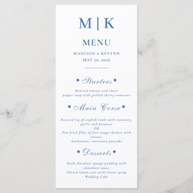 Elegant Wedding Menu Cards (Front)