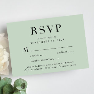 Elegant Wedding Menu Choice RSVP Card