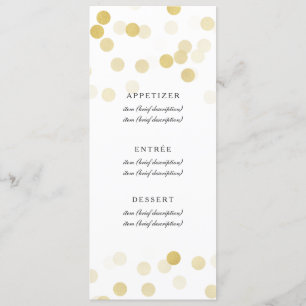 Elegant Wedding Menu Faux Gold Foil Glitter Lights