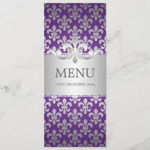 Elegant Wedding Menu Fleur De Lis Purple
