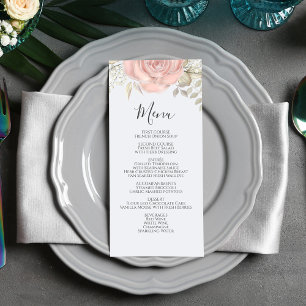 Elegant Wedding Menu Floral Blush Pink 