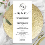 Elegant Wedding Menu Floral Monogram Card<br><div class="desc">A simple chic monogram watercolor floral grey, cream and beige wedding menu card. Easy to personalize with your details. Modern boho wedding menu card editable, wreaths photo wedding invitation, customizable, calligraphy handwritten font, simple, elegant. CUSTOMIZATION: If you need design customization, please contact me through chat; if you need information about...</div>