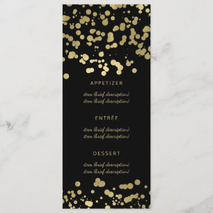 Elegant Wedding Menu Gold Foil Confetti