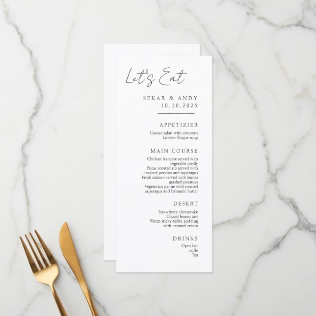 Elegant wedding menus (Front/Back In Situ)