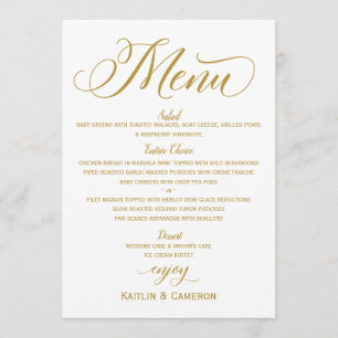Elegant Wedding Menus Luxury Gold Typography