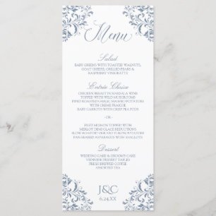Elegant Wedding Menus   Nadine (Dusty Blue - Grey)