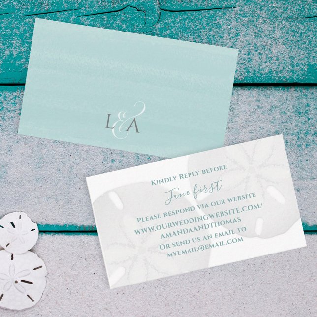 Elegant Wedding Minimalist Sand Dollar RSVP Online Enclosure Card (Creator Uploaded)