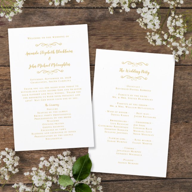 Elegant Wedding Modern Ceremony Chic Gold Program  (Creator Uploaded)