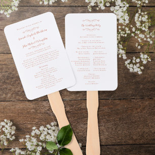 Elegant Wedding Modern Ceremony Program Rose Gold Hand Fan