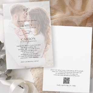 Elegant Wedding Modern Faded Photo Monogram Logo Invitation