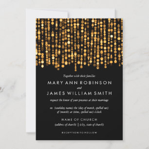 Elegant Wedding Modern Gold Lights Invitation