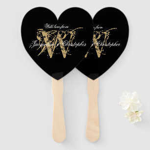 Elegant Wedding Monogram And Names Chic  Hand Fan