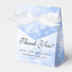 Elegant Wedding Monogram Blue Winter Wonderland Favor Box
