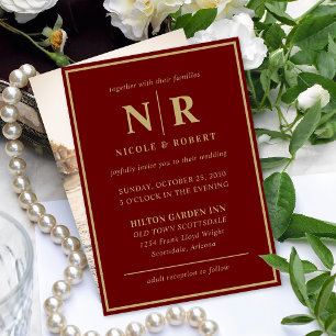 Elegant Wedding Monogram Bride And Groom Initials Invitation