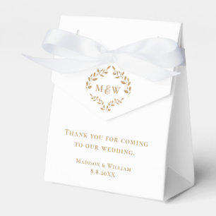 Elegant Wedding Monogram Crest Leaf Simple Custom Favor Box