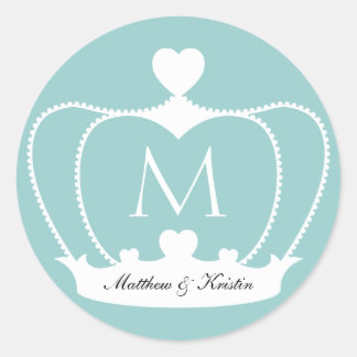 Elegant Wedding Monogram Crown Sticker