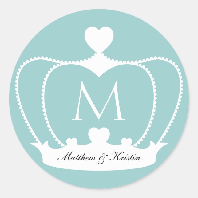 Elegant Wedding Monogram Crown Sticker (Front)