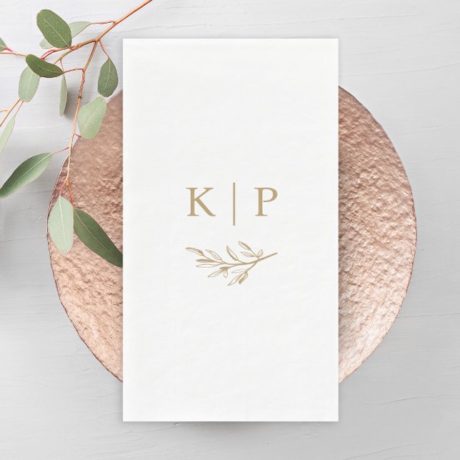 Elegant Wedding Monogram Greenery  Napkin (Simple Wedding Monogram with Greenery Guest Towels Napkins.)