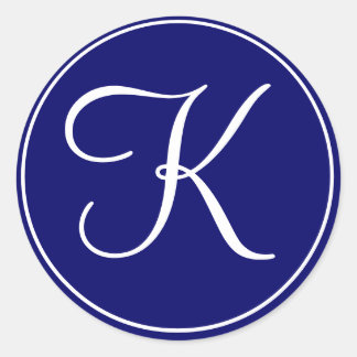 Elegant Wedding Monogram Navy White Labels