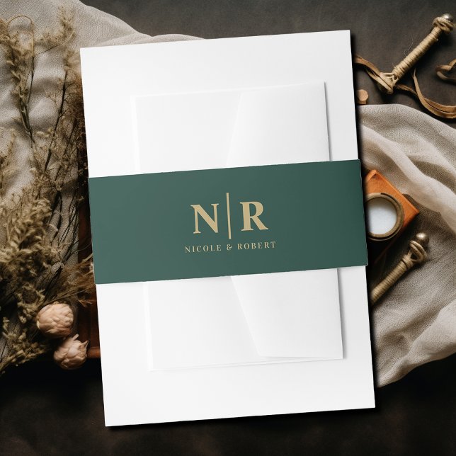 Elegant Wedding Monogram Personalized Invitation Belly Band (Creator Uploaded)