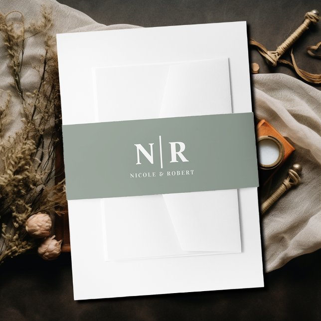 Elegant Wedding Monogram Personalized Invitation Belly Band (Creator Uploaded)