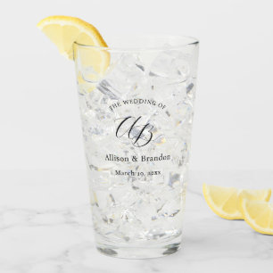Elegant Wedding Monogram Script Custom Glass