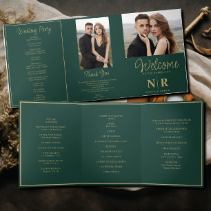 Elegant Wedding Monogram Tri-Fold Wedding Program