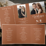 Elegant Wedding Monogram Tri-Fold Wedding Program Holiday Card<br><div class="desc">Introducing our Terracotta Elegant Wedding Monogram Tri-Fold Wedding Program, a stunning combination of sophistication and practicality, designed to guide your guests seamlessly through your wedding celebration. Crafted with exquisite attention to detail, this tri-fold wedding program features a rich terracotta hue that exudes warmth and elegance. Its thoughtful design includes ample...</div>