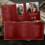 Elegant Wedding Monogram Tri-Fold Wedding Program Holiday Card<br><div class="desc">Introducing our Red And White Elegant Wedding Monogram Tri-Fold Wedding Program, a masterpiece of sophistication and functionality tailored to enhance your special day. Crafted with precision and elegance, this tri-fold wedding program exudes timeless charm with its striking red and white colour palette. The inclusion of your personalized wedding monogram adds...</div>
