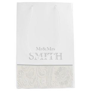 Elegant Wedding Mr&Mrs NAME Personalized Gift Wrap Medium Gift Bag