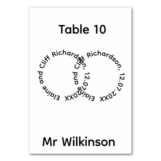 Elegant Wedding, Names, Guest Name, Table Number (Front)