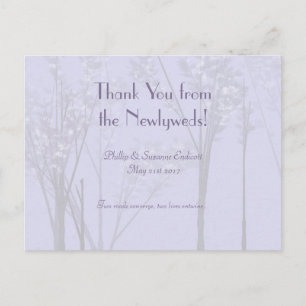 Elegant Wedding Newlyweds Lavender Tree Art Announcement Postcard