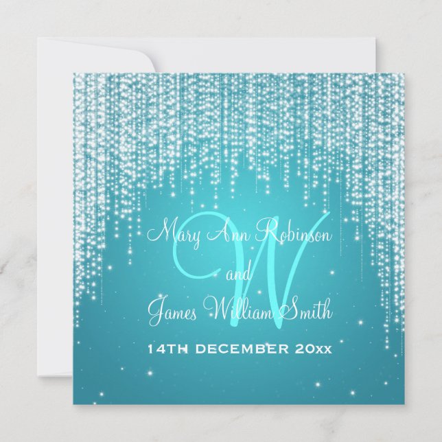 Elegant Wedding Night Dazzle Blue Invitation (Front)