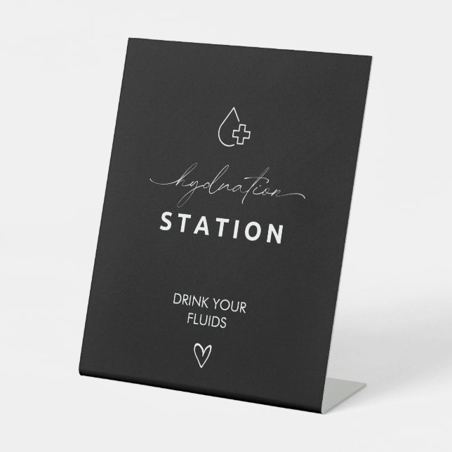 Elegant Wedding Nurse Hydration Station Drink Pedestal Sign (Front)